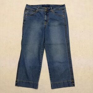 Gloria Vanderbilt Womens Slimming Capri Jeans Size 14 Stretch Medium Wash Button